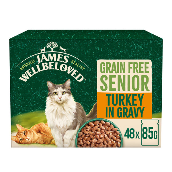 Senior Turkey in Gravy Grain Free Wet Cat Food Pouches Front View