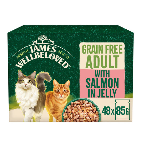 Adult Salmon in Jelly Grain Free Wet Cat Food Pouches - Pack front view