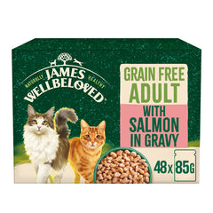 Adult Salmon in Gravy Grain Free Wet Cat Food Pouches - Front Side