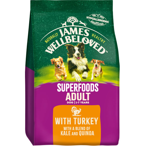 Adult Turkey With Kale & Quinoa Dry Dog Superfoods - James Wellbeloved UK