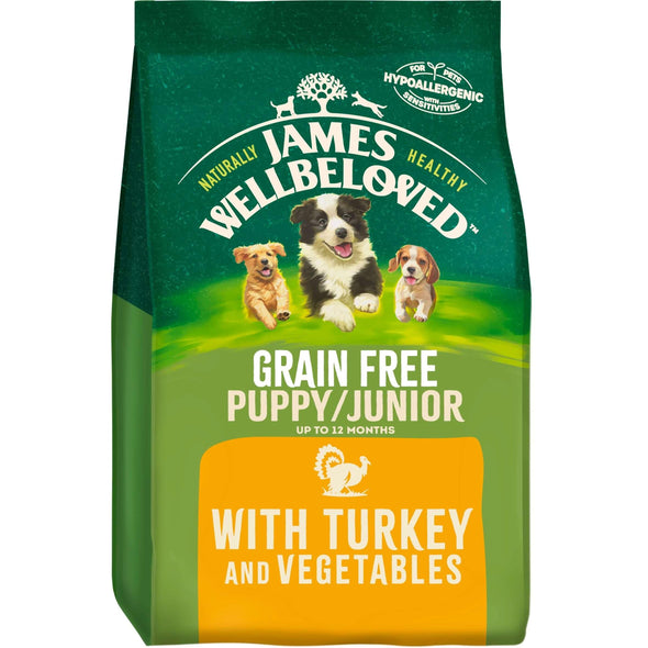Grain Free Puppy / Junior Turkey & Veg Dry Dog Food - James Wellbeloved UK