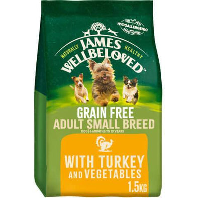 Grain Free Adult Small Breed Turkey & Veg Dry Dog Food - James Wellbeloved UK