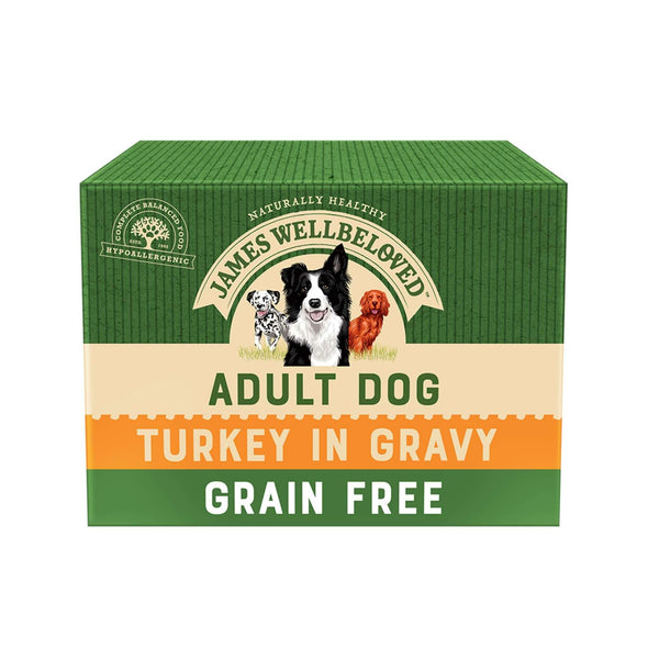 Grain Free Adult Turkey in Gravy Wet Dog Food Pouches - James Wellbeloved UK