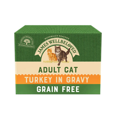 Grain Free Adult Turkey Wet Cat Food In Gravy Pouches - James Wellbeloved UK