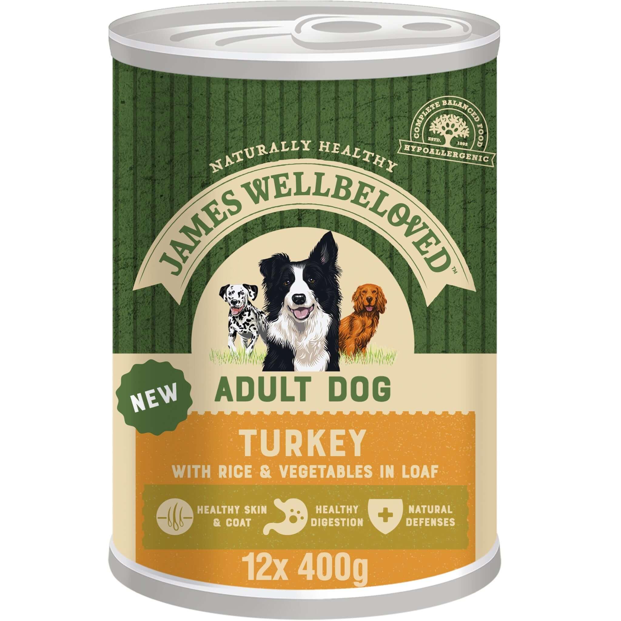 James Wellbeloved Adult Turkey Rice in Loaf Can Wet Dog Food