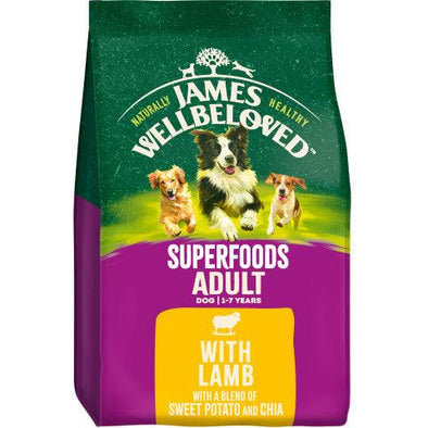 Adult Lamb With Sweet Potato & Chia Dry Dog Superfoods - James Wellbeloved UK