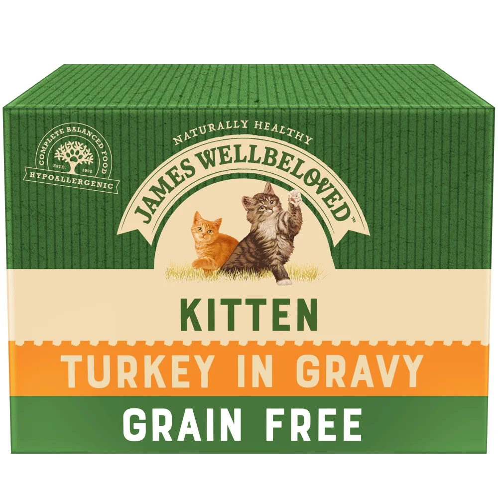 Kitten Turkey in Gravy Grain Free Wet Cat Food Pouch 12 pouches Image 1