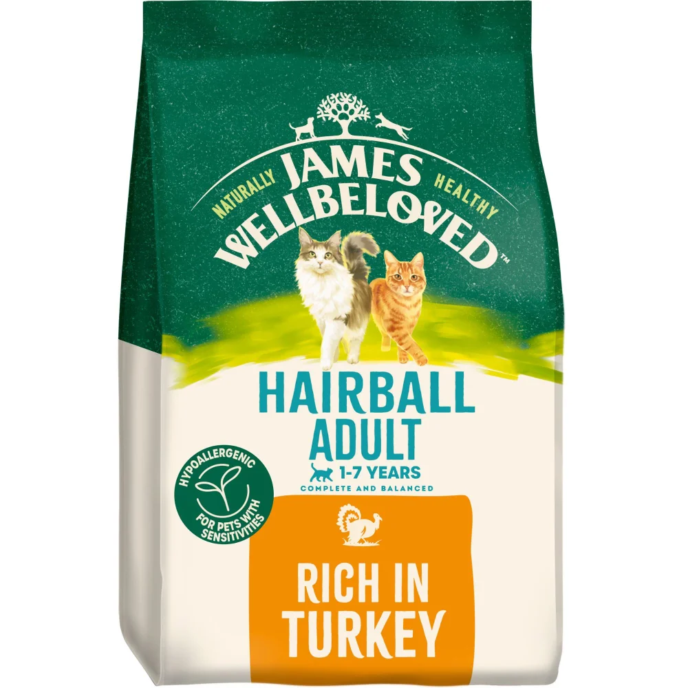 Adult Turkey Hairball Dry Cat Food 4.5kg Image 1