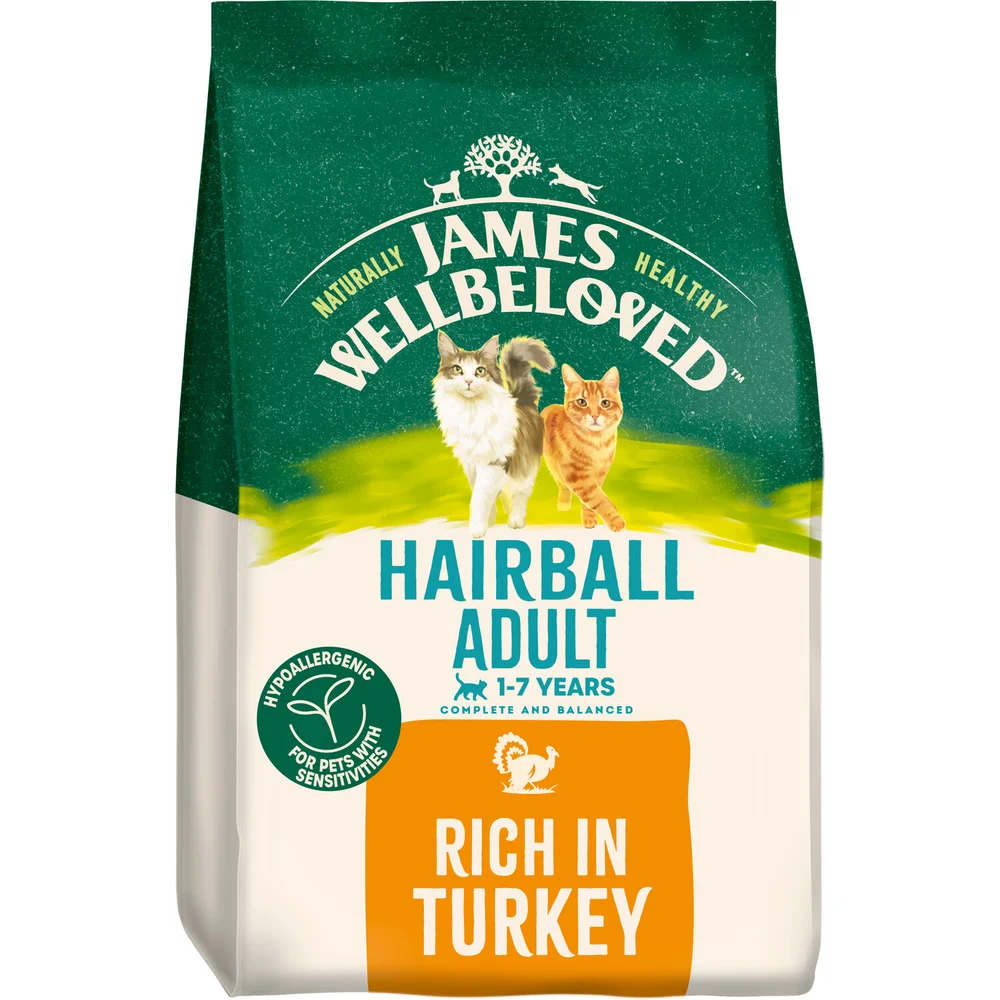 Adult Turkey Hairball Dry Cat Food 1.5kg Image 1