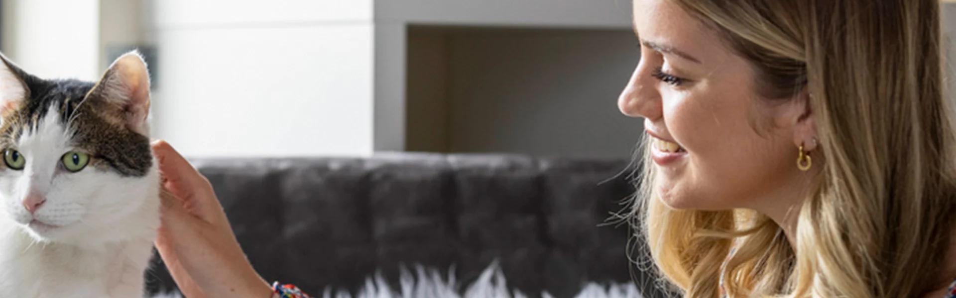 Woman stroking cat